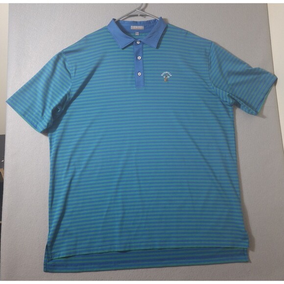 Peter Millar Summer Comfort Polo Shirt Mens XXL Blue Green Waterville Golf Links - Picture 1 of 8